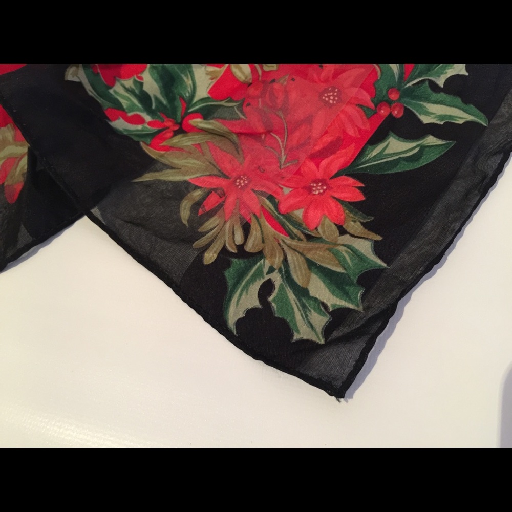 Lenox floral stripe Christmas pattern silk scarf - Picture 6 of 6